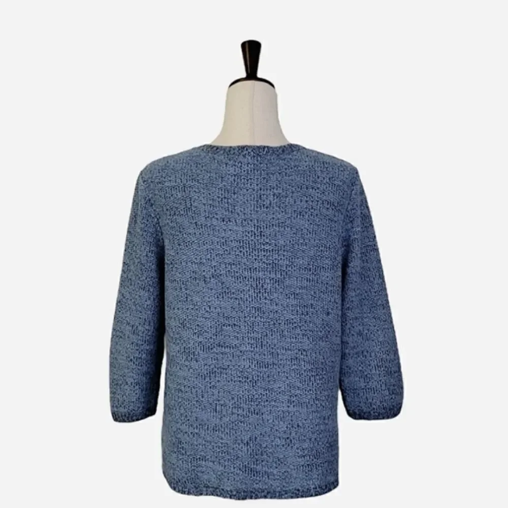 Christopher & Banks Marled Blue 3/4 Sleeve Crewneck Cardigan Sweater Size M - Picture 5 of 9